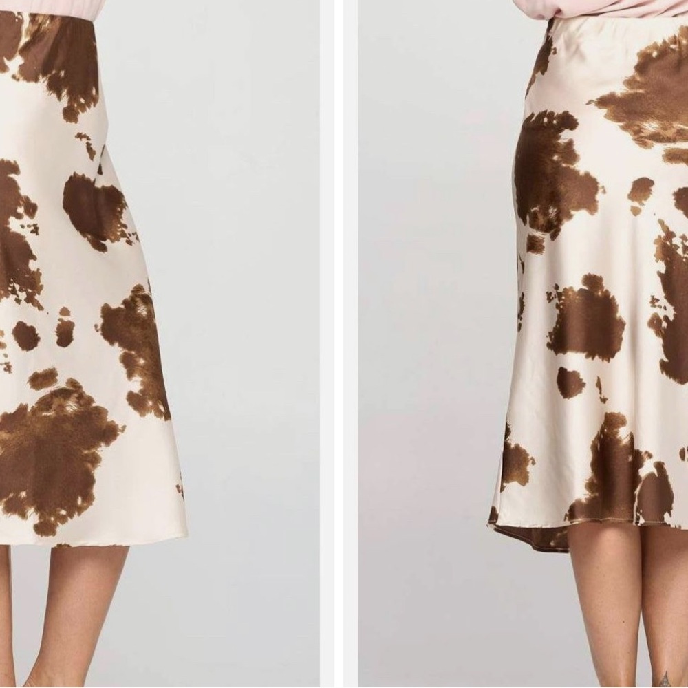 Brown and Cream Women's Skirt